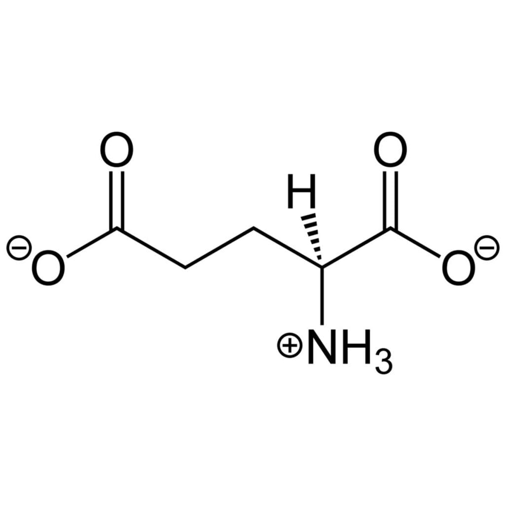 Fórmula del glutamato como neurotransmisor.